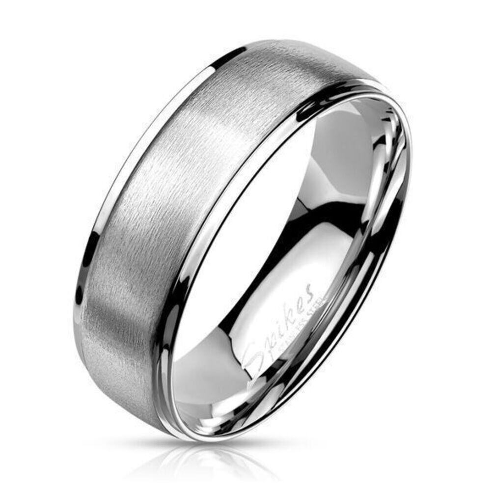 Polished Stepped Edges andโ Brushed Center Dome Band Ring Stainless Steel size 6